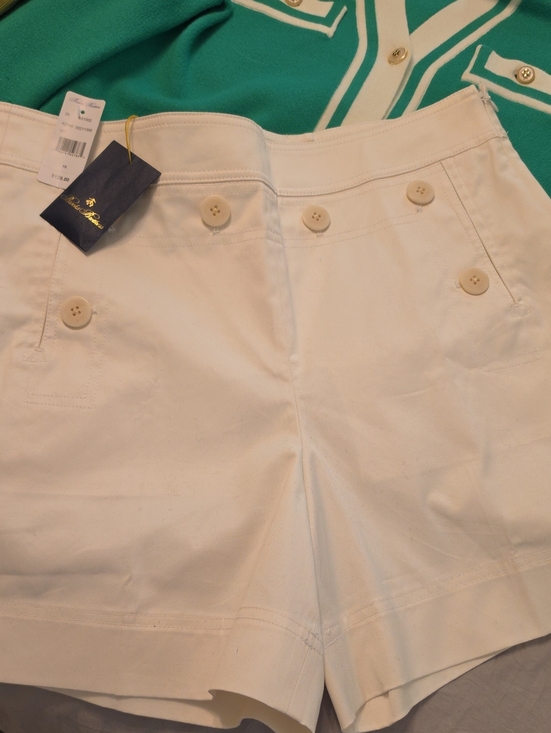 Brooks Brothers Pants - Brooks Brothers White Button-Front Bermuda Shorts